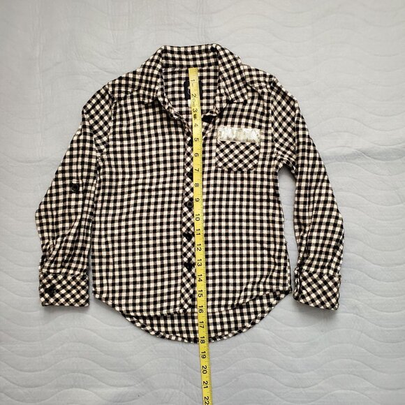 Route 66 Kids Girls Black White Gingham Plaid Flannel Long Sleeve Shirt S (6-6X) - Picture 10 of 10